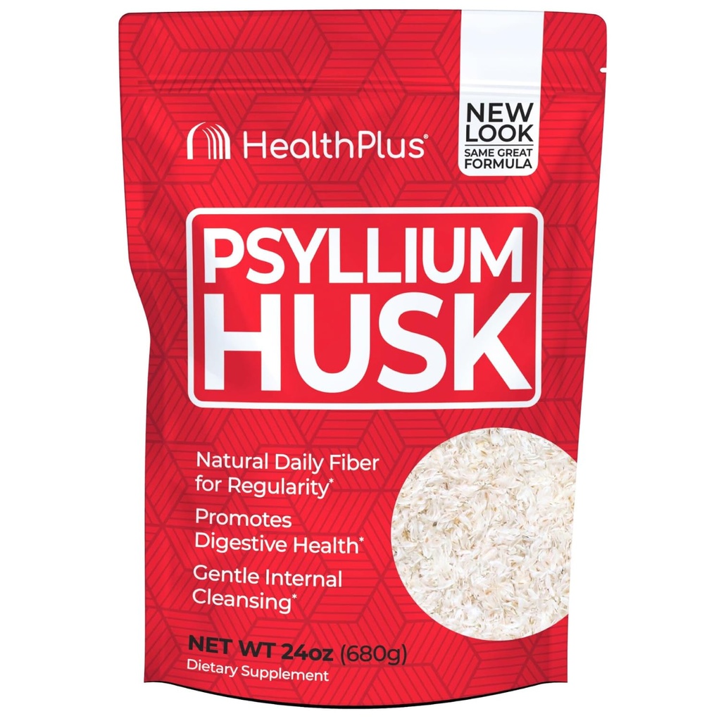 Sağlık Plus, Psyllium Husk, 24 oz, 96 Hizmet - Doğal Detox, Günlük Diyetsel Fiber Supplement, Constipation Relief, Gentle Gut Cleanse, Keto Baking