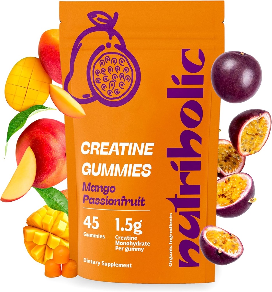 Creatine Monohydrate Gummies for Men and Women - Εύκολα Digest, Vegan, Χωρίς γλουτένη, Μη ΓΤΟ, 1,5g Creatine per Gummy - 45ct (45 Count, Mango Passionfruit)