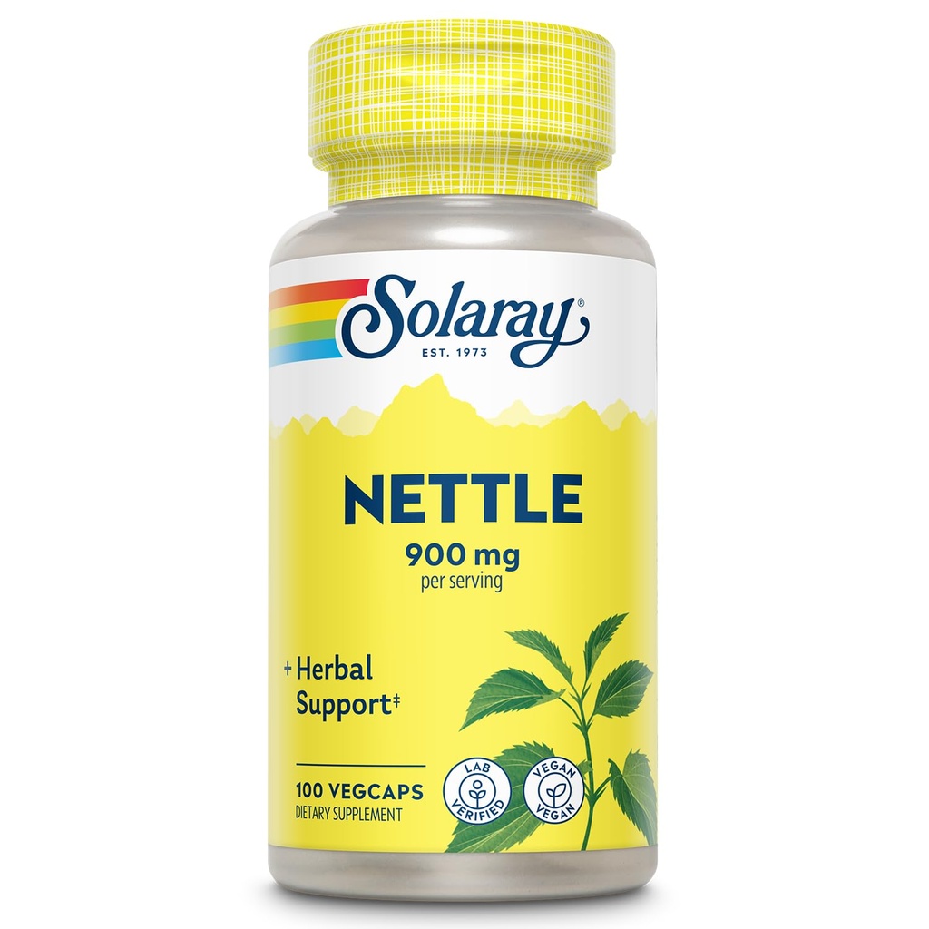 SOLARAY Nettle 900 mg - Organik Nettle Leaf Supplement - Kidney, Urinary, ve Prostate Support - Antivirüs Yanıt ve Respiratory Wellness - Vegan - 50 Hizmet, 100 VegCaps