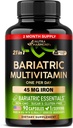 Bariatric Multivitamin - 45 mg Συμπληρώματα σιδήρου - Made in USA - for Women & Men - All-in-One, 21 Essential Vitamins - Gastric Sleeve Support - Χωρίς ζάχαρη, γλουτένη & σόγια - 90 κάψουλες, μία φορά την ημέρα