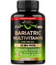 Bariatrik Multivitamin - 45 mg Iron Supplements - ABD'de - Kadınlar ve Erkekler için - All-in-One, 21 Essential Vitaminler - Gastrik Kol Desteği - Şeker, Gluten & Soy - 90 Capsules, Once Daily