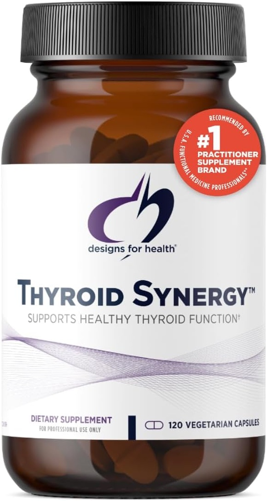 Sağlık için Tasarımlar Tiroid Synergy - Tiroid Desteği Iodine, American Ginseng, Selenium, çinko + tonese - Vegan Tiroid Vitaminleri, Gluten Free (120 Capsules)