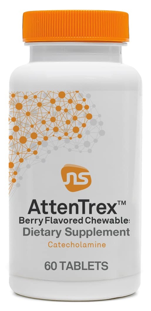 Neuroscience AttenTrex - Chewable Brain Supplements for Memory and Focus for Adults & Kids - Supports Dopamine, Epinephrine & Norepinephrine for Natural Energy, Attention & Cognitive Clarity (60 ct)