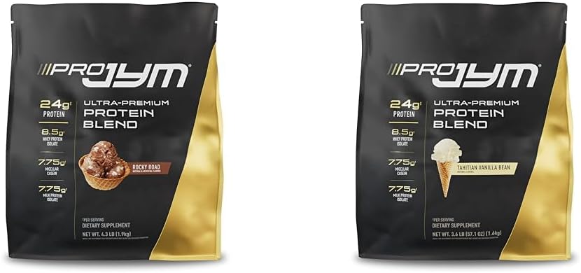 Pro JYM Protein Tozu Whey, Casein, Milk & Egg Isolates - Rocky Road & Tahitian Vanilla Bean Flavors, 4.3lb & 45 Servisler
