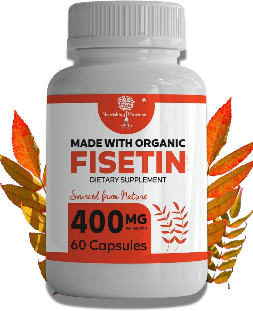 Organik Fisetin Supplement Capsules 400 mg -4X Güçlü- Doğal Biyoflavonoyak Benzer to Apigenin, Quercetin, Luteolin - Senolytic Activator Beyin Sağlığını Destekleyebilir, ve Yaş Tanımlama