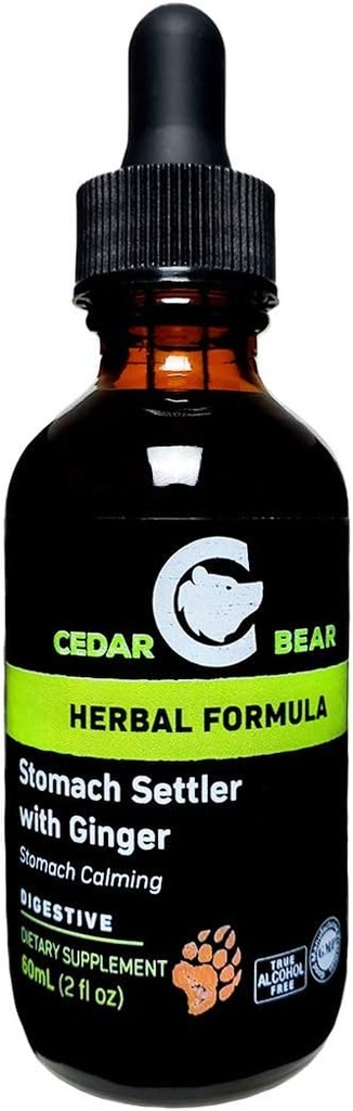 Cedar Bear Stomach Ginger ile bir Sıvı Herbal Supplement ile Settler Calm a Mild Upset Stomach 2 Fl Oz Oz