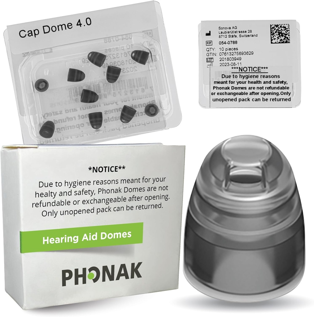 Καπάκι Phonak 4.0 Θόλος XΜικρό (0,18 ίντσες=4.5 χιλιοστά) -Γενική OEM Ελβετία Αντικατάσταση από Sonova, Δόλοι ακουστικής βοήθειας για πολύ στενό μέγεθος αυτιού - 1 συσκευασία / 10 Θόλοι Σύνολο