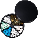 Pill Organizer 6 Karşılaştırmalı - Ağır Duty Metal Günlük Pill Vakası, Büyük Pill Konteynerleri, Su İlaçları Vitamin Tamam Tıp Balık Yağları için Pill Box, 0.38lb, Black