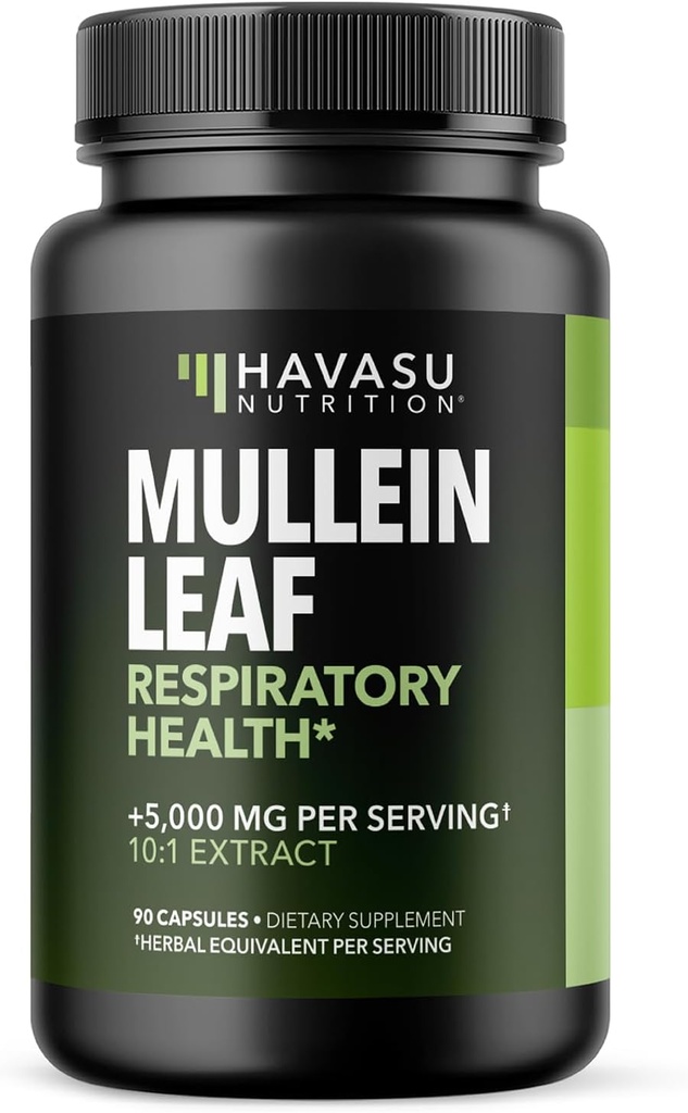 Respiratory Health için Mullein Leaf Capsules - 5000 mg Lung Support ve Immune Function - 90 Kont - Vegan, Non-GMO Capsules - Herbal Supplement for Daily Wellness - 3 Ay Supply