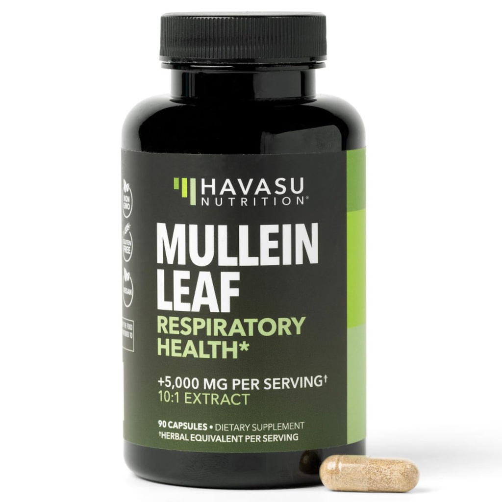 Respiratory Health için Mullein Leaf Capsules - 5000 mg Lung Support ve Immune Function - 90 Kont - Vegan, Non-GMO Capsules - Herbal Supplement for Daily Wellness - 3 Ay Supply