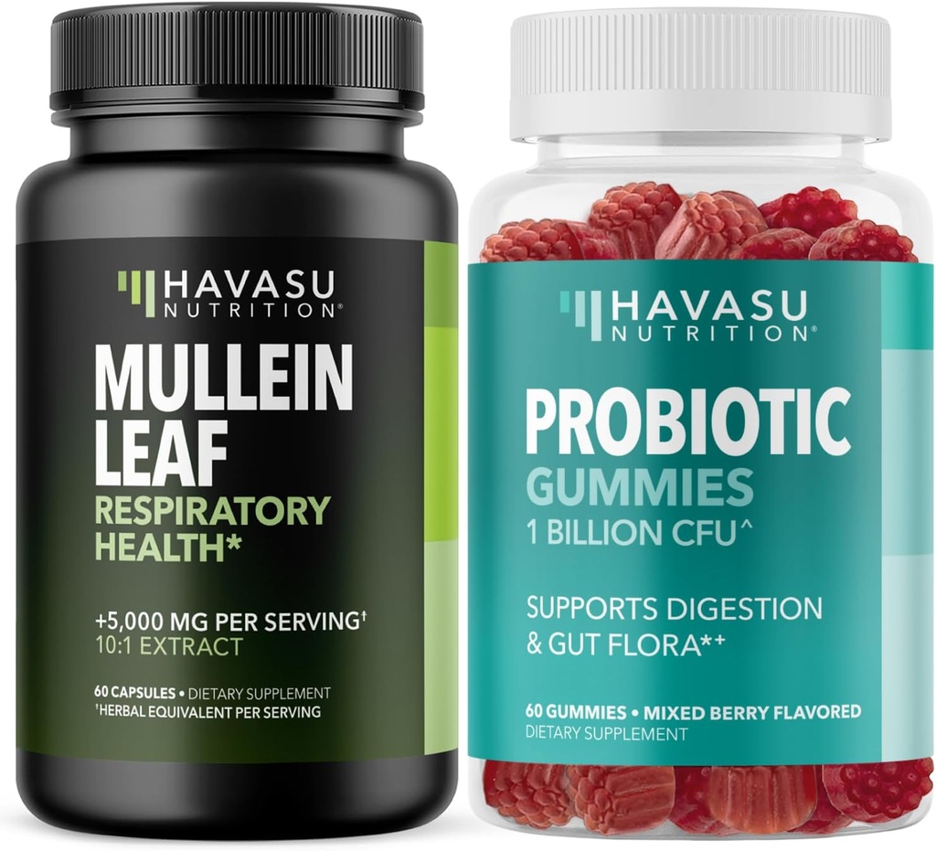 AKSU NUTRITION Mullein Leaf Capsules + Probiyotik Gummies Wellness Sche