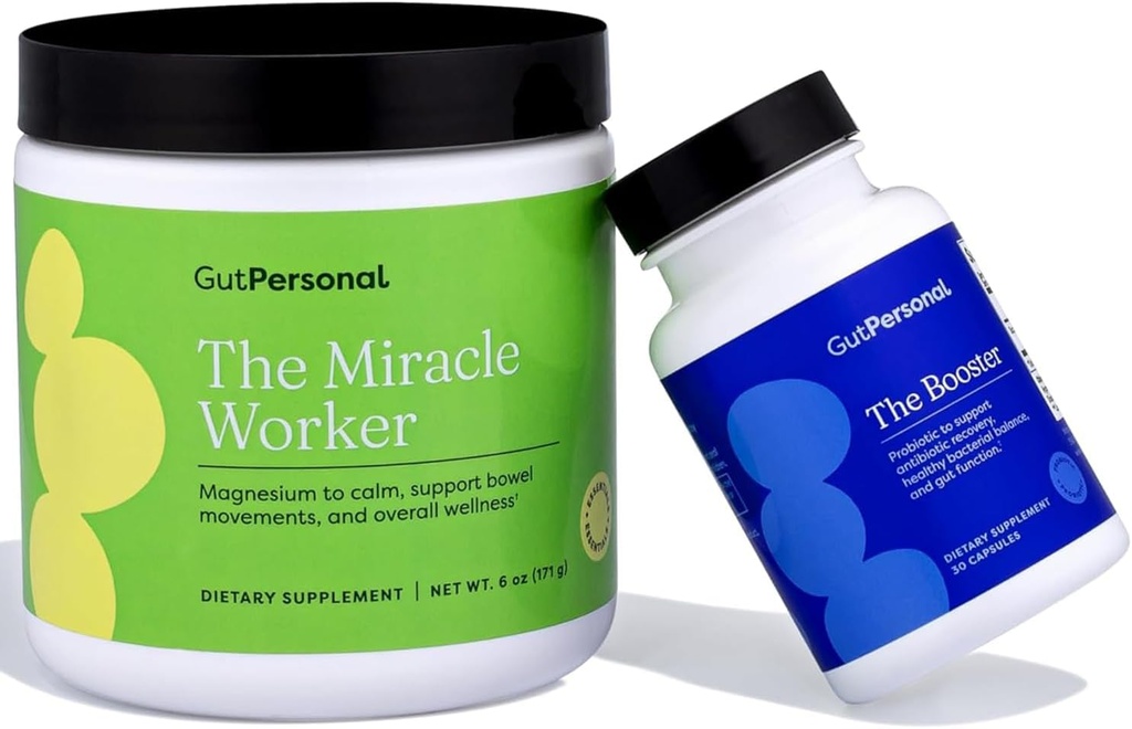 Gut FixTM Sche: The Miracle Worker Magnezyum Toz Supplement, Strawberry Flavor, 30 Hizmetler + The Branson Targeted Probiyotik, Capsule, 60 Hizmetler