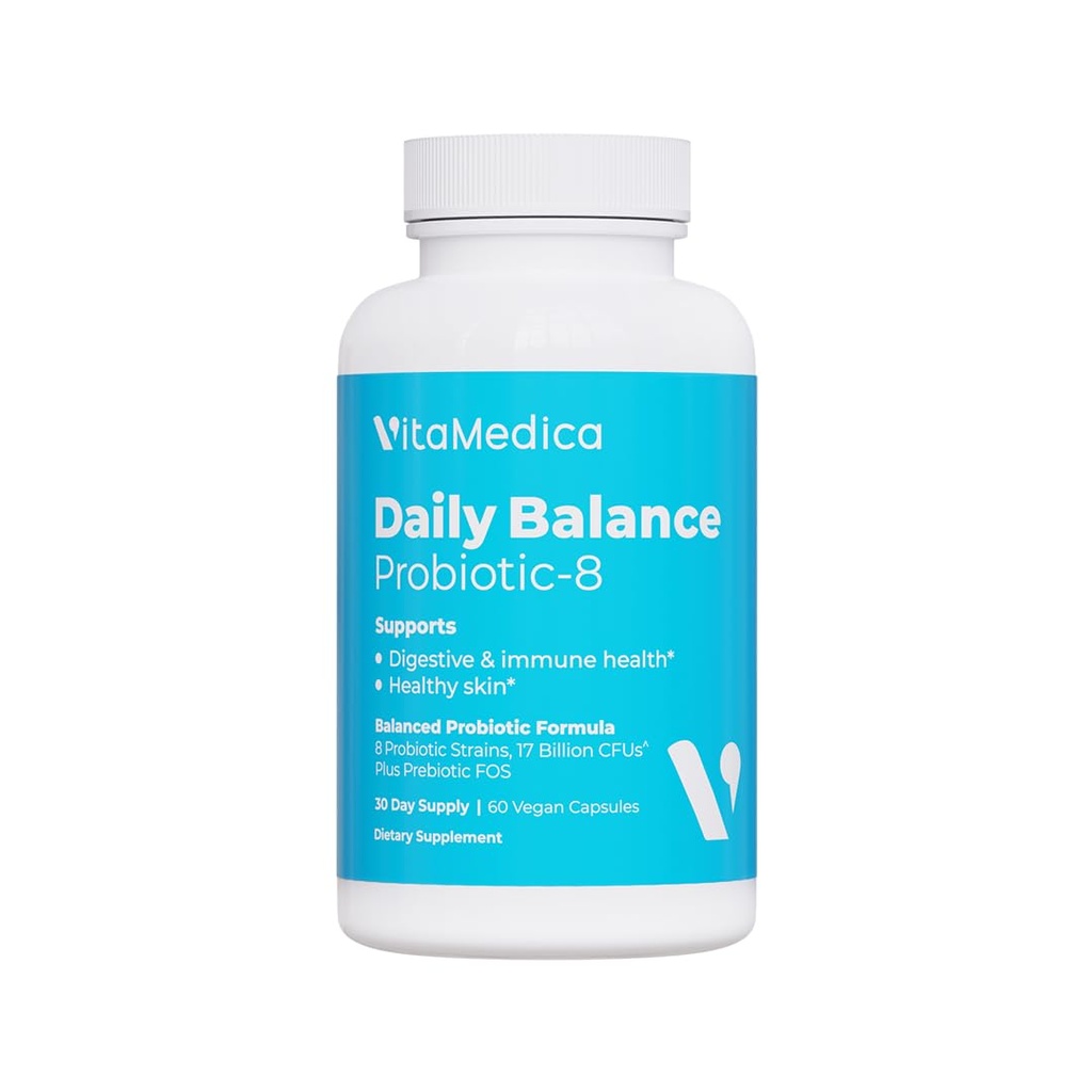 VitaMedica | Daily Balance Probiyotik-8 | Probiyotik Supplement | 16 Milyar CFUs | Gut Health | Digestive, Skin, & Immune Support | Constipation, Diarrhea, Gas & Bloating Relief | Vegan | 60 Count