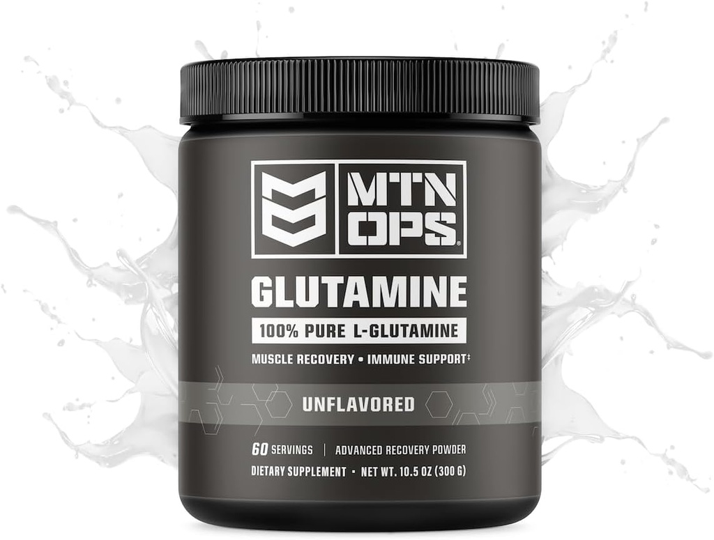MTN OPS L-Glutamine Toz 60 hizmet / 300g of 100% Pure L-Glutamine for Muscle Recovery, Unflavored + 5g per Service