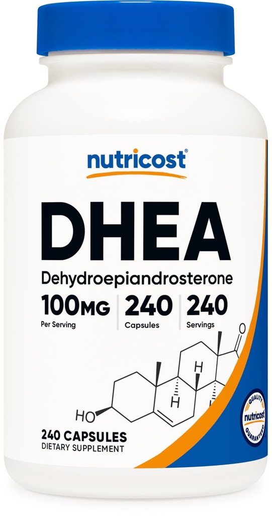 Nutricost DHEA 100mg, 240 κάψουλες - Χωρίς γλουτένη, χωρίς σόγια, μη ΓΤΟ, συμπλήρωμα