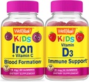 WellYeah Iron + Vitamin C Kids + Vitamin D3 Kids, Gummies Bundle - Μεγάλη γεύση, συμπλήρωμα βιταμίνης, χωρίς γλουτένη, GMO δωρεάν, Μασώμενο Gummy