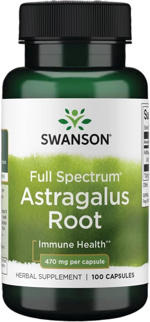 Swanson Astragalus Root - Herbal Supplement Immune System Support - Natural Formula Supporting Heart & Liver Health - (100 Capsules, 470 mg each)