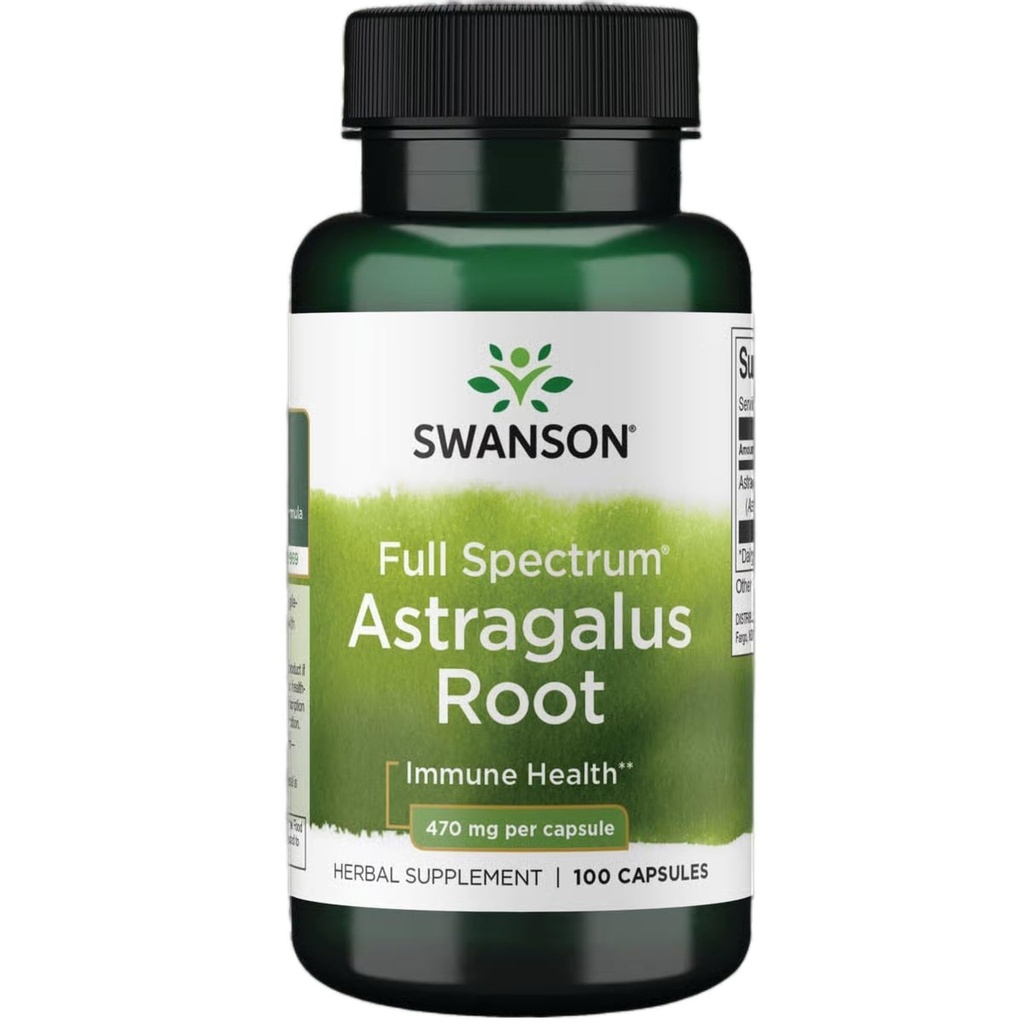 Swanson Astragalus Root - Herbal Supplement Immune System Support - Natural Formula Supporting Heart & Liver Health - (100 Capsules, 470 mg each)