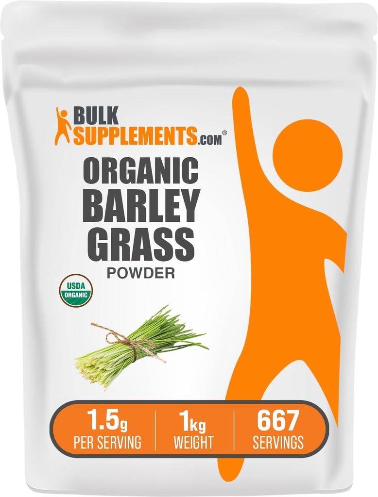 BulkSupplements.com Organik Barley Grass Toz - Green Superfood Toz, Herbal Supplement - Vegan-Friendly, 5kg (11 lbs) (Pack of 5)