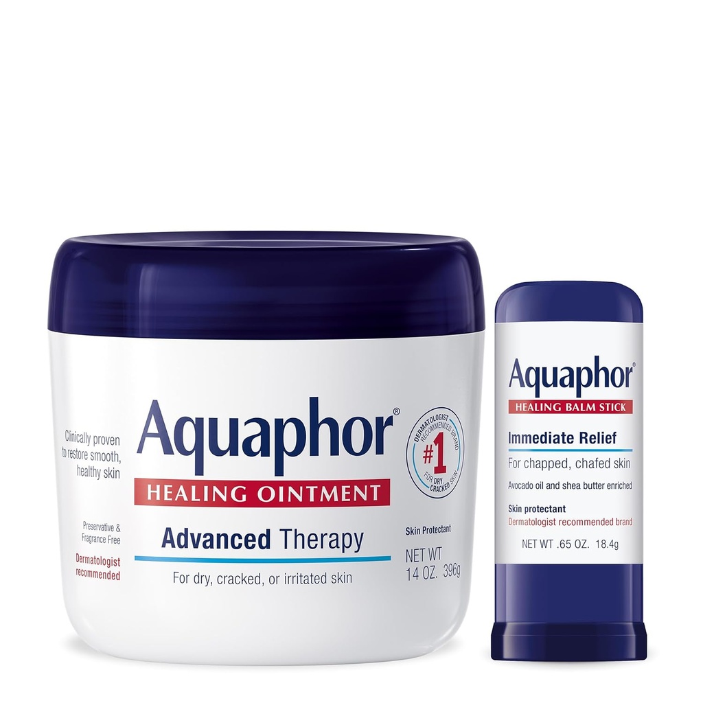 Aquaphor Advanced Therapy şifa Ointment Skin Korumacı (14 Oz) + şifa Balm Aokado yağı ve Shea Butter (0.65 Oz)