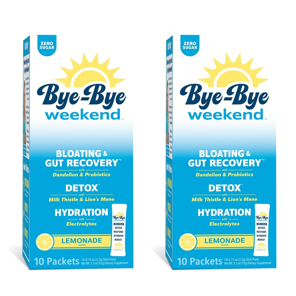 Detox Drink Mix w/Electrolytes - Bloating, Recovery, Fatigue, Brain Fog - Probiyotiks, Lion's Mane, Milk Thistle - Zero Sugar Lemonade - 20 Pack