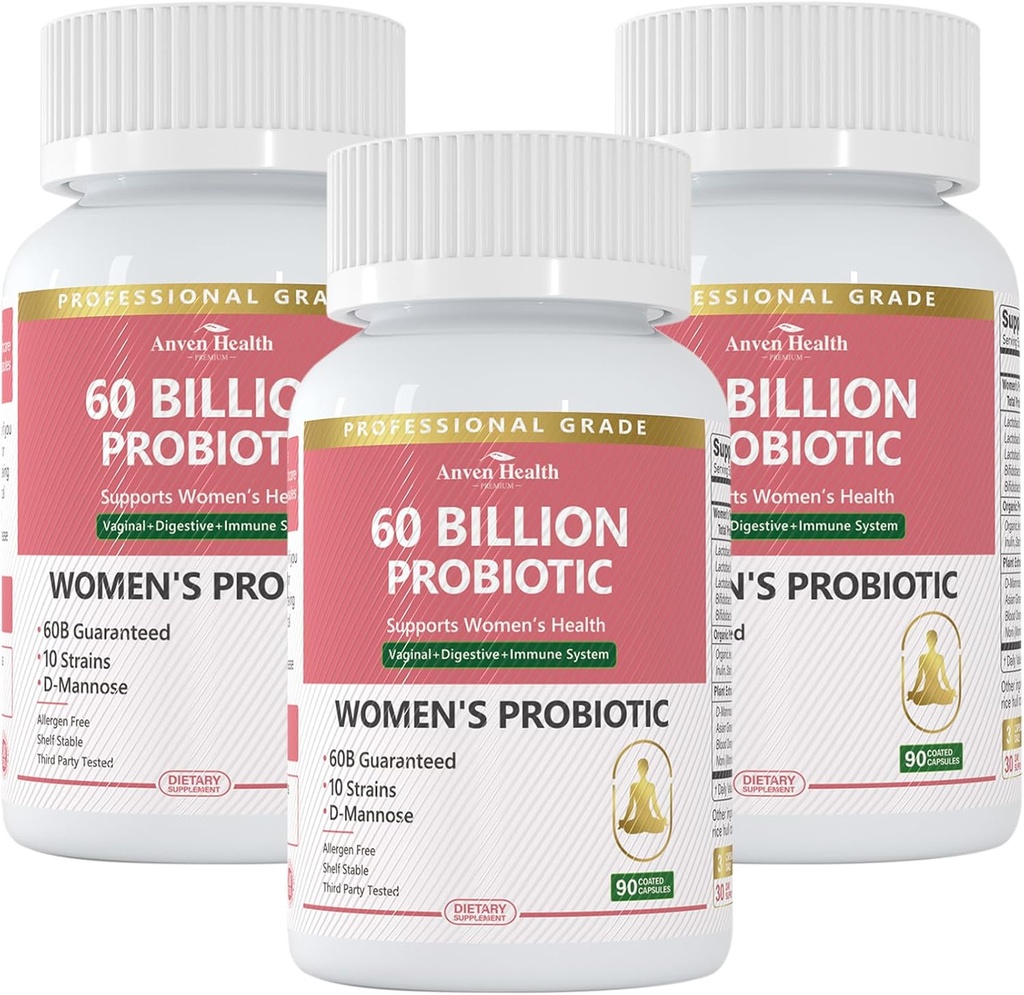 Kadınlar için Probiyotikler ve Prebiyotikler pH Denge & Digestive Health - 60 Milyar Vaginal Probiyotik ile Gut, Urinary, Immune Health, Vegan & Non-GMO | 270 Capsules