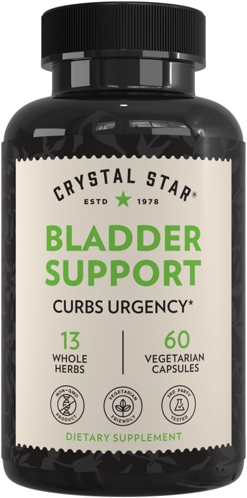 Crystal Star Bladder Destek (60 Capsules) – Sağlıklı Suç Fonksiyonları için Herbal Supplement - Cranberry, Dandelion & Fenugreek - Overactive Bladder and Incontinence - Non-GMOMOMO