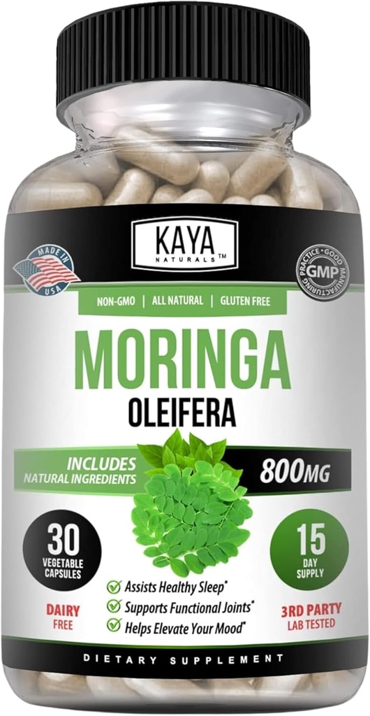 Kaya Naturals Moringa Leaf Extract - Tamam Greens Superfood Supplement - Pure Miracle Tree Moringa - Boost Energy Natural - Nutrient Dense Vitaminleri - 30 Veggie Count