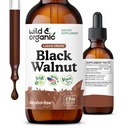 Wild & Organic Black Walnut Tincture - Black Walnut Hull Extract - Herbal Supplement for Gut Detox Cleanse and Digestive Well-Being - Vegan, Sugar & Alkol-Free - 2 f ozz