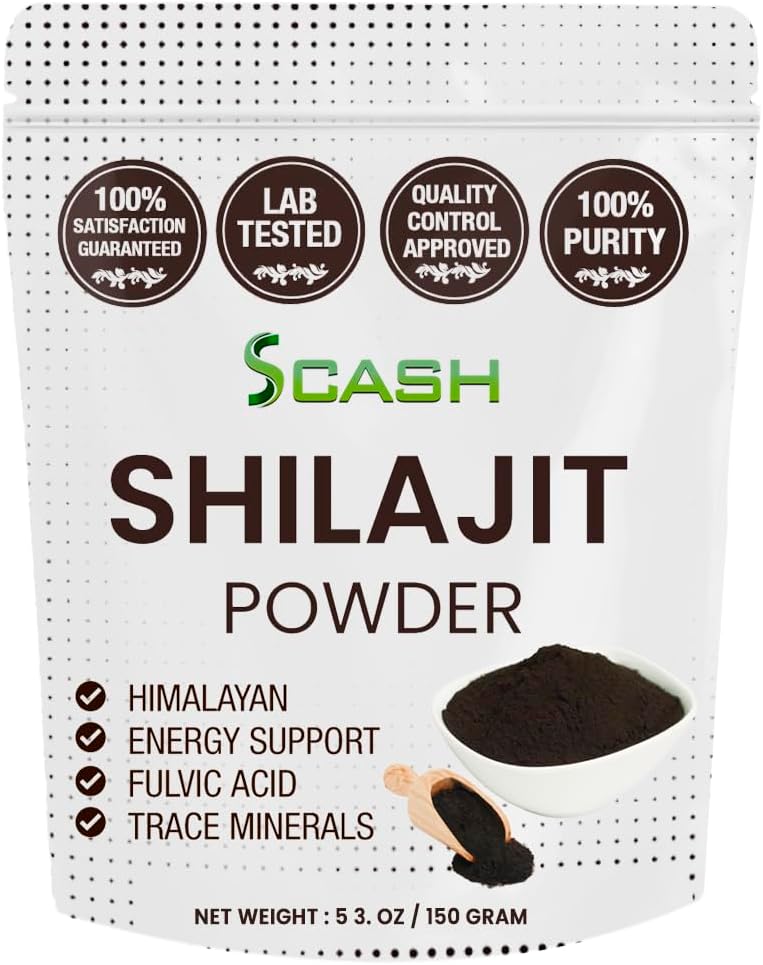 scash 600 Shilajit Kuru Ekstra Toz, 5.3 Ounce /150g, Shilajit Pure Himalaya Mineralleri Fulvic Acid ile, Fulvic Mineralleri Enerji Tamamı için Kombine