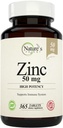 Nature's Poent Zinc 50 mg, Immune Support Supplement - Υψηλή Ικανότητα για Μέγιστη Ανοσοποιητική & Αντιοξειδωτική Υγεία - Κατασκευάζεται στις ΗΠΑ από Φυσικό Οξειδωτικό Ψευδάργυρο - 365 Tablets (1 Έτος Προμήθειας)