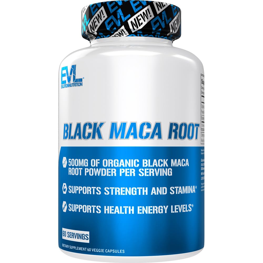 Evlution Beslenme Black Maca Root - Enerji Desteği - 500 mg Organik Siyah Maca Root Toz - Workout Supplement - Vegetarian Capsules - for Strength Performance & Stamina - 60 Hizmetler