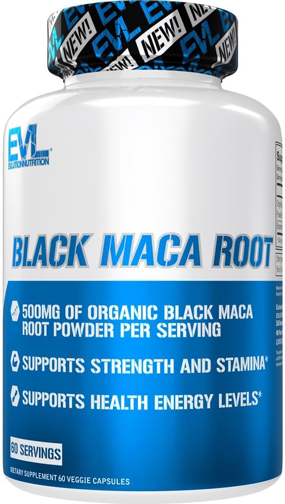 Evlution Beslenme Black Maca Root - Enerji Desteği - 500 mg Organik Siyah Maca Root Toz - Workout Supplement - Vegetarian Capsules - for Strength Performance & Stamina - 60 Hizmetler