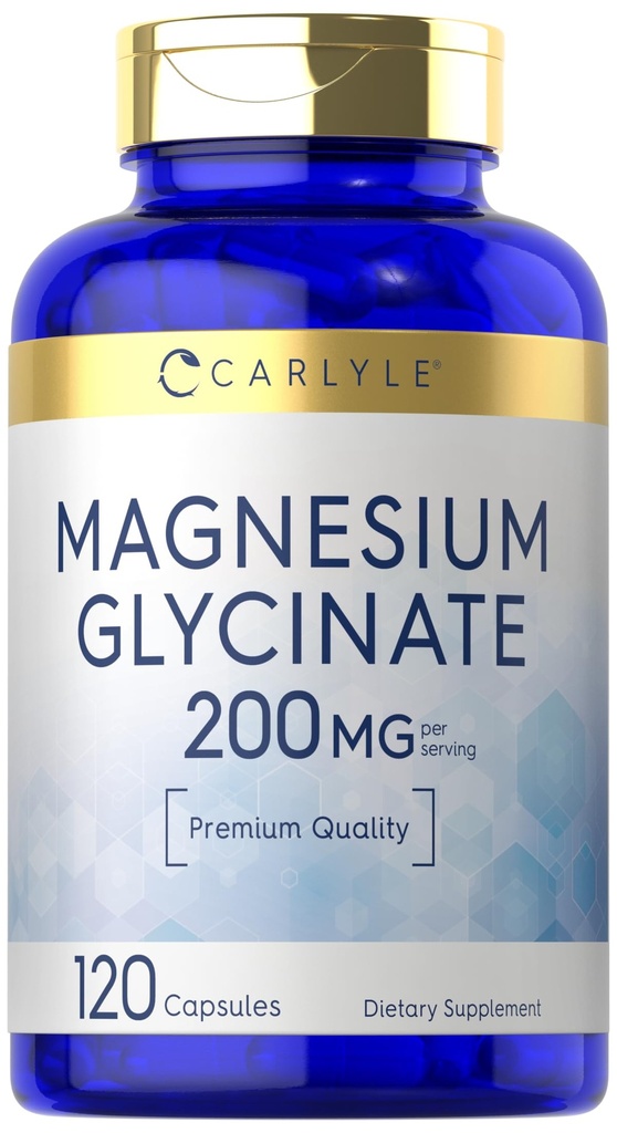 Carlyle Magnesium Glycinate | 200mg | 120 Capsules | Non-GMO and Gluten Free Supplement