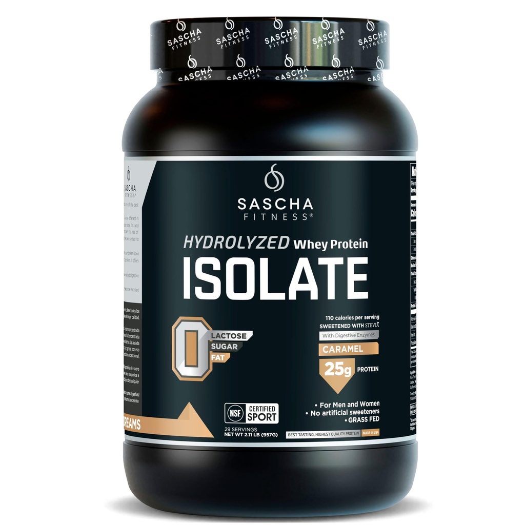 SASCHA FITNESS Hydrolyzed Whey Protein Isolate,100% Grass-Fed (2.11 Λίρες) (Caramel Flavor)