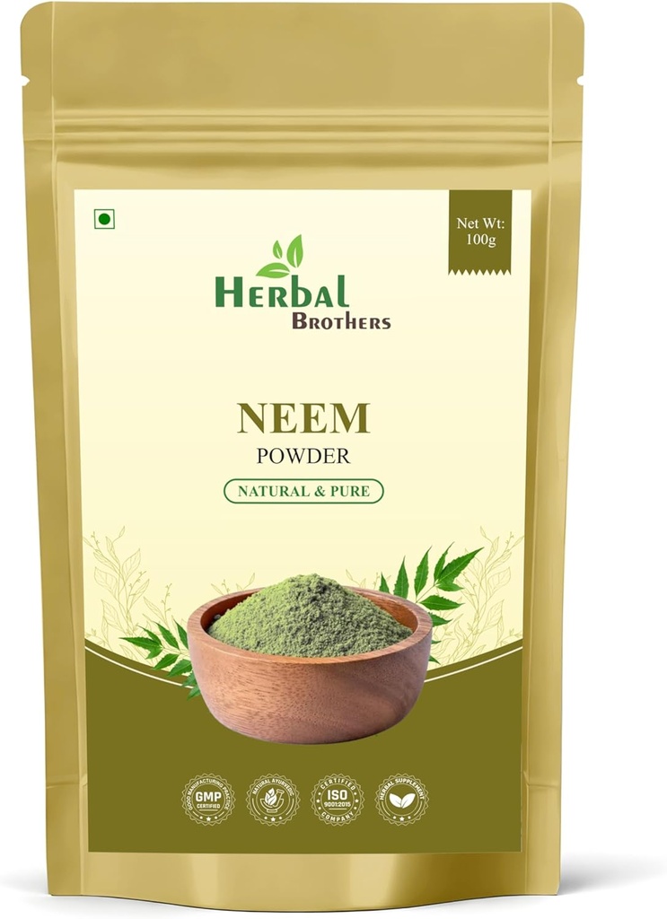 Βιολογική Neem Powder Καθαρή & Φυσική Φροντίδα του Δέρματος, Περιποίηση μαλλιών & Detox Ayurvedic βοτανικό συμπλήρωμα 100 gm, Συσκευασία 1