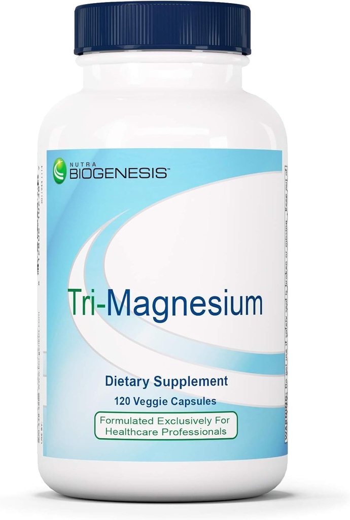 Nutra Biogenesis Tri-Magnesium - Triple Magnezyum Kompleksi, Citrate, Malate & Bone for Bone, Muscle & Teeth Support, 3 in 1 Formula for Women & Men - 120 Capsules