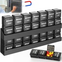Hill Organizer 4-Times a Day: Weekly Pill Box 7 Day with Magnetic Rafel - Large Compartments Pill Case - Removable Medication Organizer Dispenser for Fish Oils Vitamin Holder Supplement (Black)