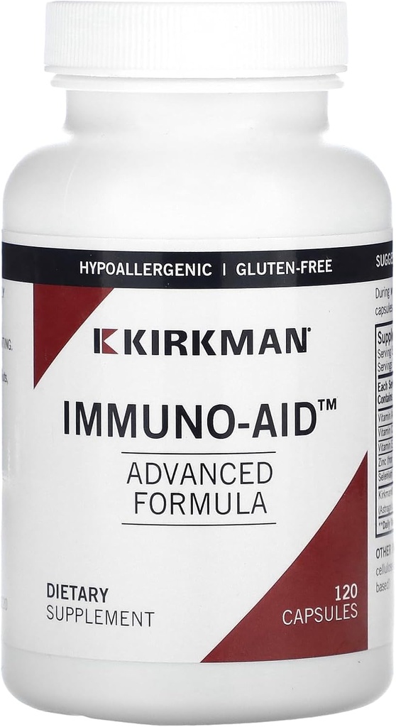 Kirkman - Immuno-Aid Advanced Formula - 120 Capsules - Immune Support - Potent Proprietary Blend - Hipoallergenicic