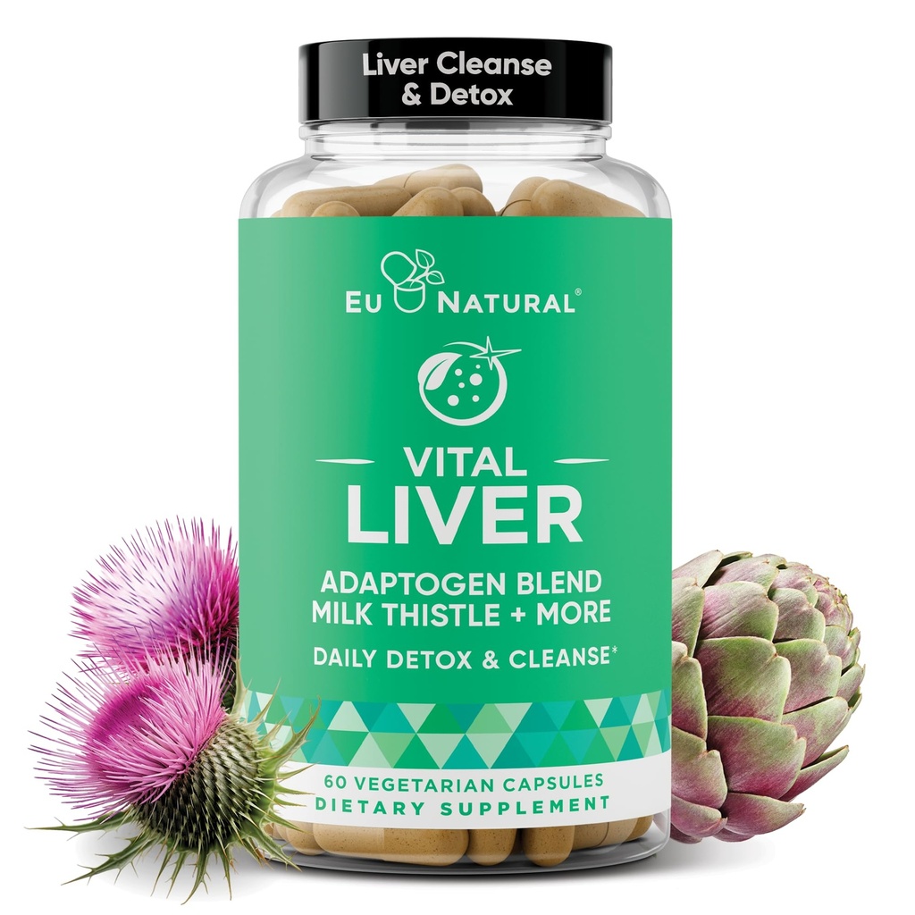 Vital Liver Cleanse Detox & Tamir – 9-in-1 Liver Support Supplement – Milk Thistle, Artichoke Extract, Turmeric, Adaptogens – Optimal Liver Function and Digestive Health – 60 Vegetarian Soft Capsules