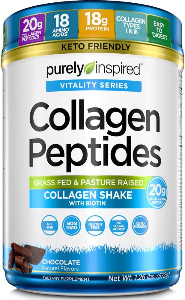 Purely Inspired Collagen Peptides Toz | Kolajn protein Supplements for Women and Men with Biotin | Keto Friendly & Non-GMO | Chocolate, 1.26 lbs (23 Hizmetler)