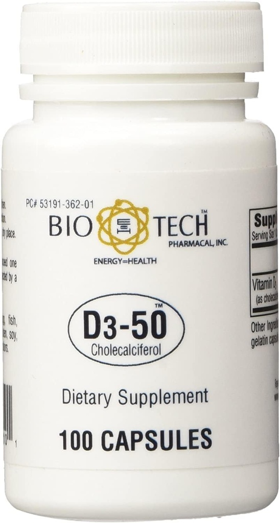 D3-50 50.000iu - Bio-Tech Pharmacal - 100 Capsules - 2 Paket
