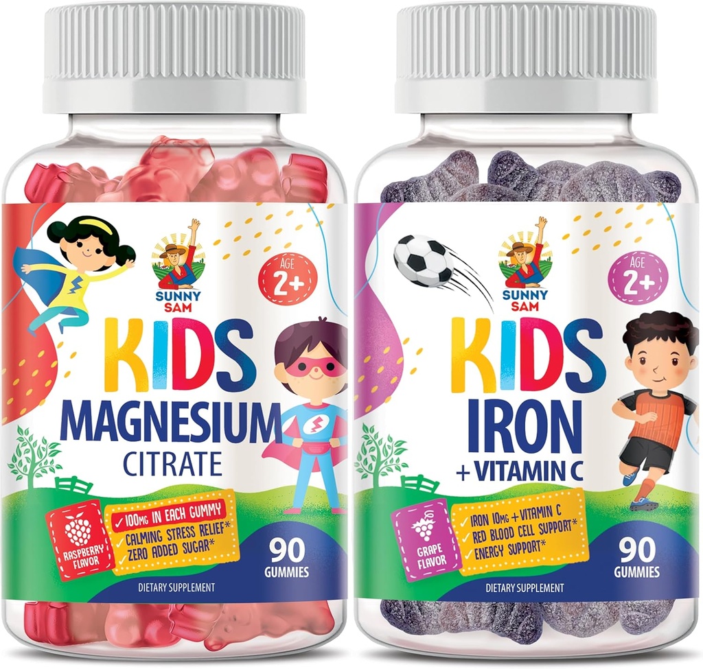 Çocuklar ve Yetişkinler için Çocuklar ve Magnezyum Gummies için SUNNY SAM Demir Gummies - 100 mg - Calm Magnezyum Chews