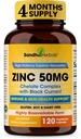 Erkekler ve Kadınlar için çinko Supplements | Black Currant 120 Vegetarian Capsules ile 50mg | Immune Desteği için Yüksek derecede Absorbable Form | Zink 50 mg Supplement Skin Health