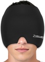 ZNÖCUETÖD Migraine Headache Relief Cap Hat Full Head Ice Pack Wrap Cooling Gel Ice Beanie Hot/Cold Compression Cap for Sinus, Stress, Hangover Headache Pain Relief - Reusable Men Women, Black, Size M