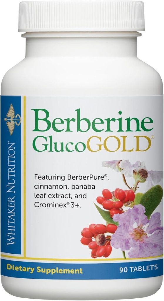 Dr. Whitaker's Berberine GlucoGold Supplement with 1500 mg per Day of BerberPure Berberine, Interd Cinnamon, Crominex Chromium ve Banaba Leaf Extract (90 Tablet)