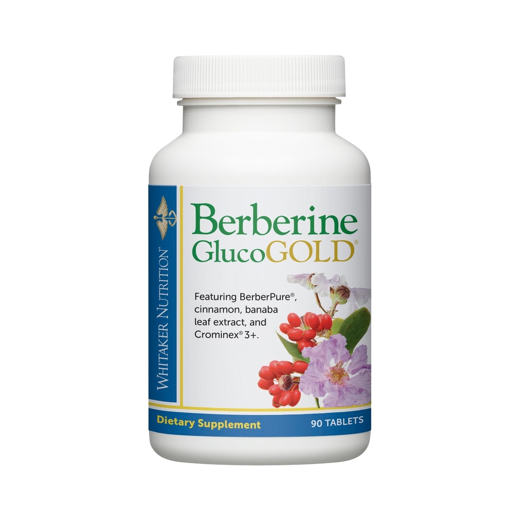 Whitaker Berberine GlucoGold συμπλήρωμα με 1500 mg ανά ημέρα BerberPure Berberine, συμπυκνωμένη κανέλα, Crominex Chromium και εκχύλισμα φύλλων Banaba (90 δισκία)