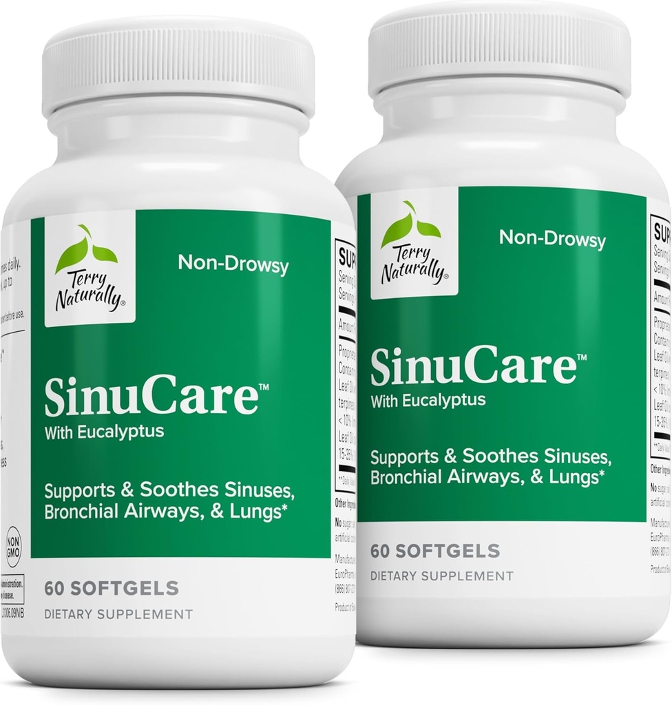 Terry Natural SinuCare - Bronchial Wellness Support Supplement - Sağlıklı Sinus Aid - Sağlıklı Lungs Desteklemek için Diyet Supplement - 60 Softgels (2 Pack)