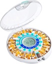 Daviky Automatic Pill Dispenser for Elderly with Alarm, 28-Day Electronic Locked Pill Box, Sound & Light Reminders for Medication, Vitamins, and Supplements