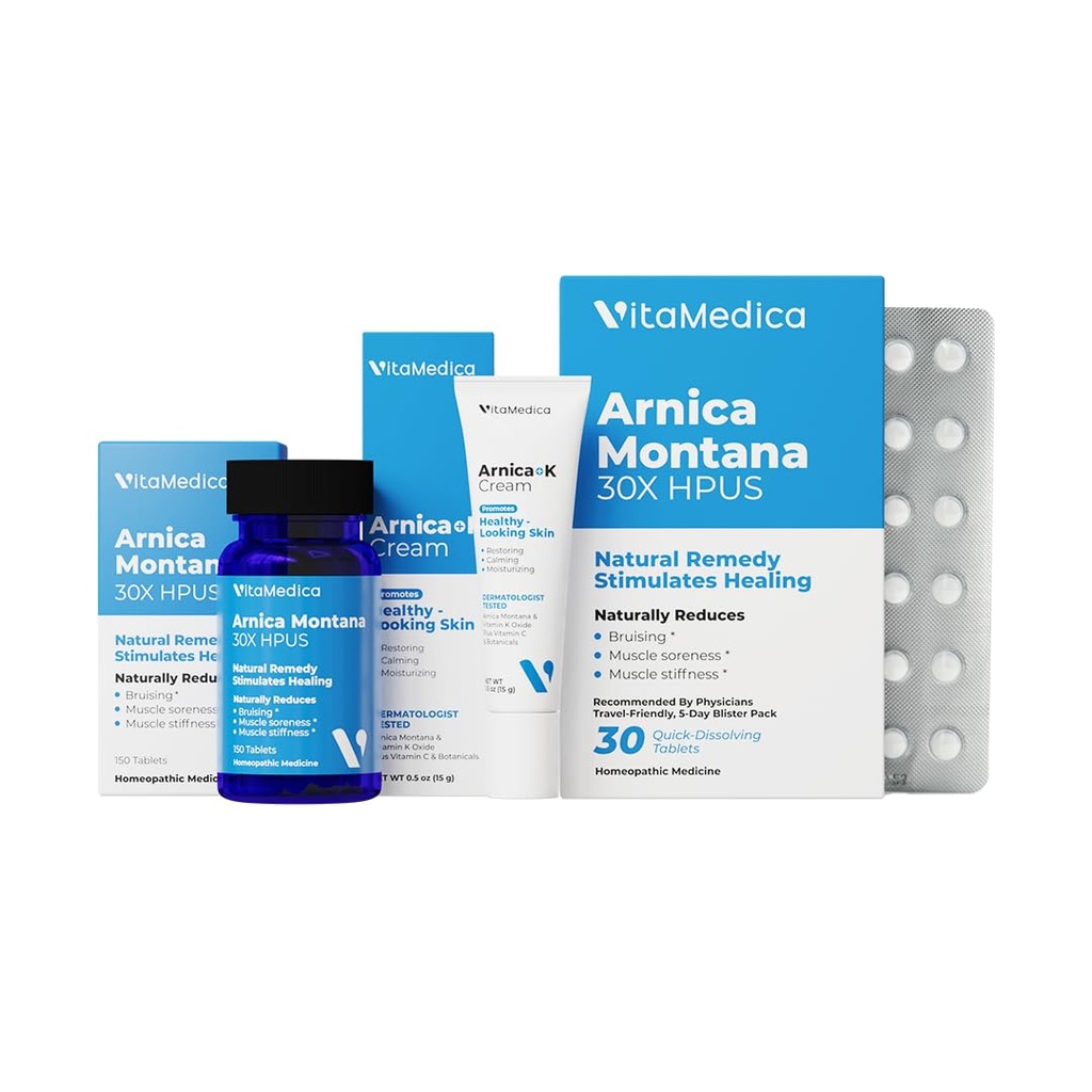 VitaMedica | Arnica & Vitamin K Cream + Arnica Montana 30X (Bottle & F) Sche | Bruising, Swelling, Inflammation & Pain Relief | Softens, Calms, Moisturizes, & Restores Bruized Skin